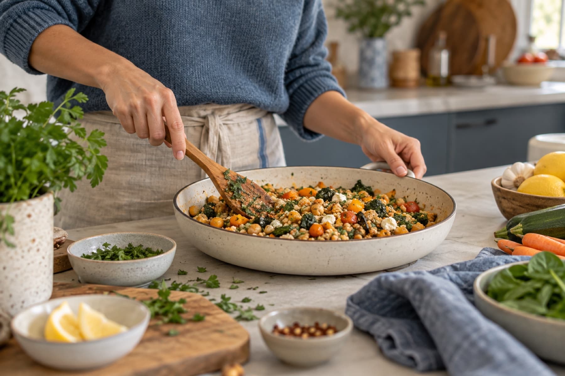Préparation d'un repas simple, équilibré et gourmand